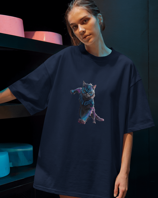 Oversized French Terry – Fierce Feline Tee