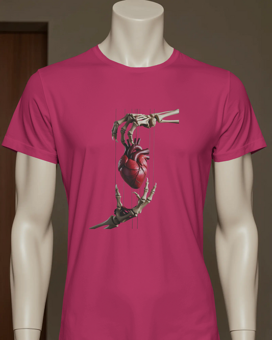 Earth & Thread | Skeleton Hands Holding Heart 100% Cotton Regular Fit T-Shirt - Premium 180 GSM Gothic Romance Graphic