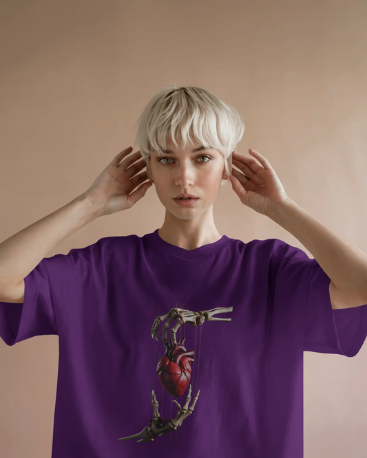Earth & Thread | Skeleton Hands Holding Heart 100% Cotton Regular Fit T-Shirt - Premium 180 GSM Gothic Romance Graphic