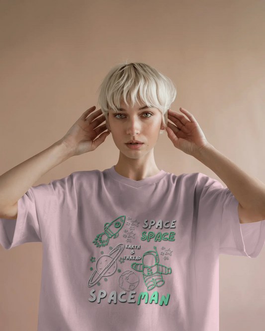Explore the Cosmos in Oversized Comfort – Spaceman Tee