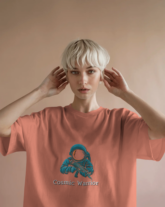 Earth & Thread | Cosmic Warrior 100% Cotton Regular Fit T-Shirt - Premium 180 GSM Space Adventure Graphic Tee