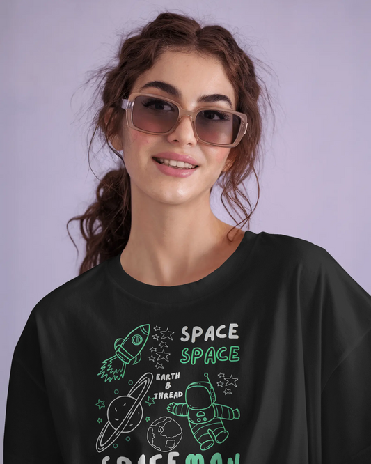 Explore the Cosmos in Oversized Comfort – Spaceman Tee