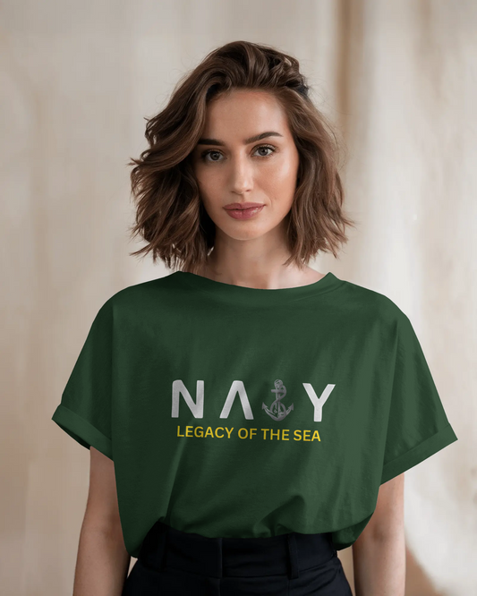 Earth & Thread | Navy Legacy of the Sea 100% Cotton Regular Fit T-Shirt - Premium 180 GSM Maritime Heritage Tee