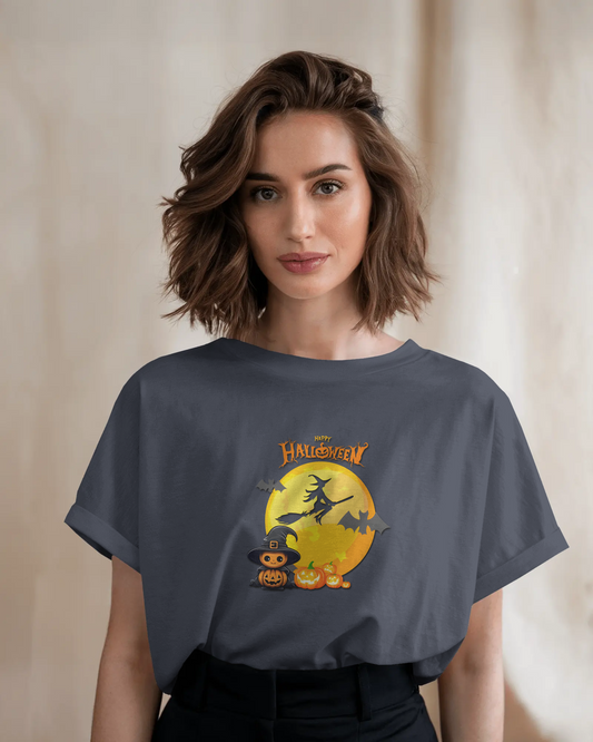 Hauntingly Smooth Comfort – Flying Witch Halloween Tee