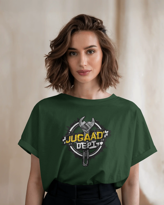 Earth & Thread | JUGAAD DEPT 100% Cotton Regular Fit T-Shirt - Premium 180 GSM Innovative Mechanic Graphic