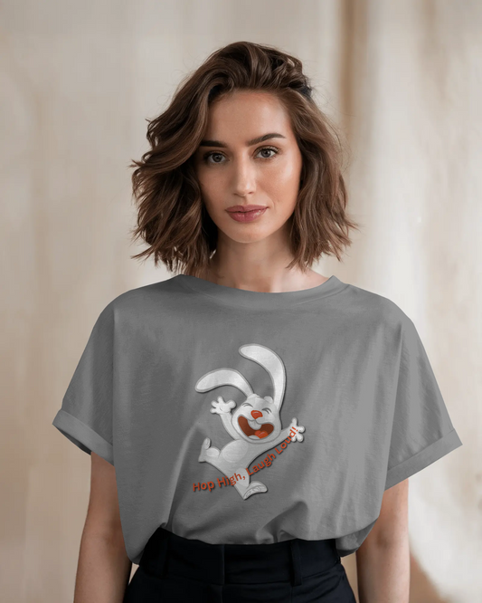 Earth & Thread | Hop High! 100% Cotton Regular Fit T-Shirt - Premium 180 GSM Energetic Rabbit Graphic Tee