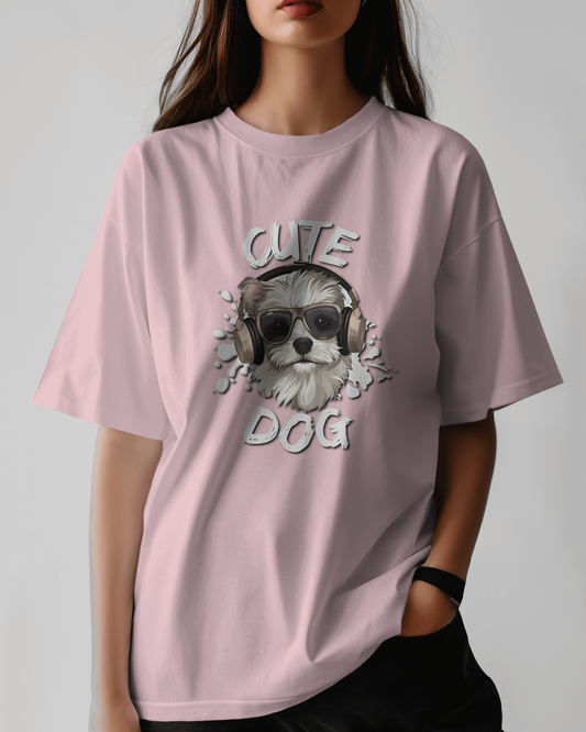 Cool & Confident in Oversized Comfort – Cute Dog Tee