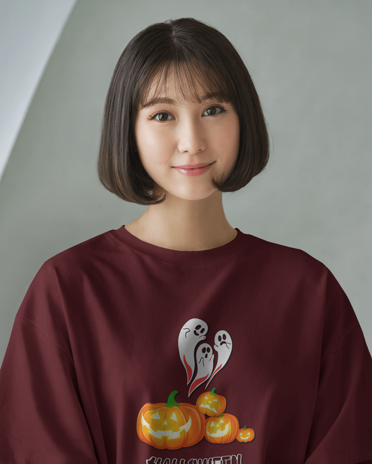 Oversized French Terry – Ghostly Pumpkin Halloween Tee