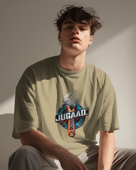 Earth & Thread | JUGAAD. 100% Cotton Regular Fit T-Shirt - Premium 180 GSM Ingenuity Mechanic Graphic Tee