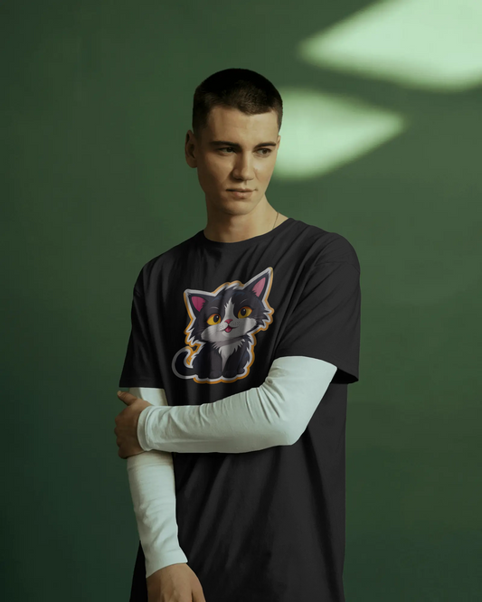 Earth & Thread | Cuddly Kitten 100% Cotton Regular Fit T-Shirt - Premium 180 GSM Adorable Pet Graphic Tee