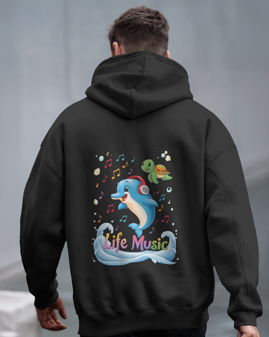 Oversized Hoodie – Life Music Dolphin Edition