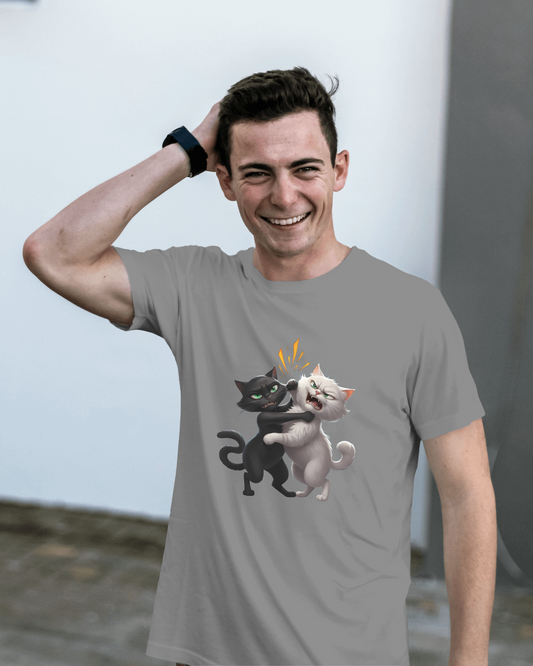 Earth & Thread | Hugging Cats 100% Cotton Regular Fit T-Shirt - Premium 180 GSM Adorable Pet Graphic