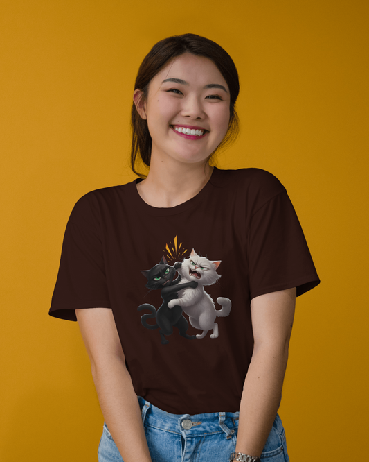 Earth & Thread | Hugging Cats 100% Cotton Regular Fit T-Shirt - Premium 180 GSM Adorable Pet Graphic