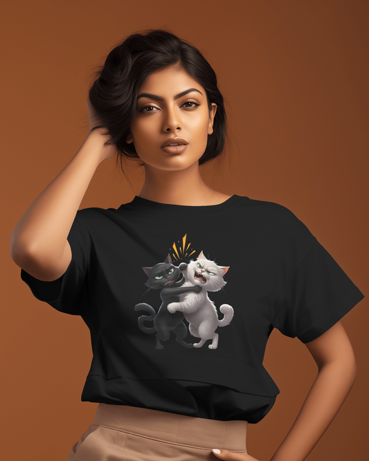 Earth & Thread | Hugging Cats 100% Cotton Regular Fit T-Shirt - Premium 180 GSM Adorable Pet Graphic