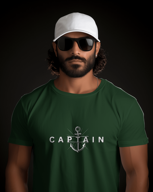 Earth & Thread | Captain 100% Cotton Regular Fit T-Shirt - Premium 180 GSM Nautical Leadership Graphic Tee