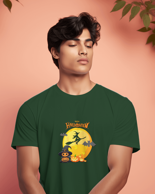 Hauntingly Smooth Comfort – Flying Witch Halloween Tee