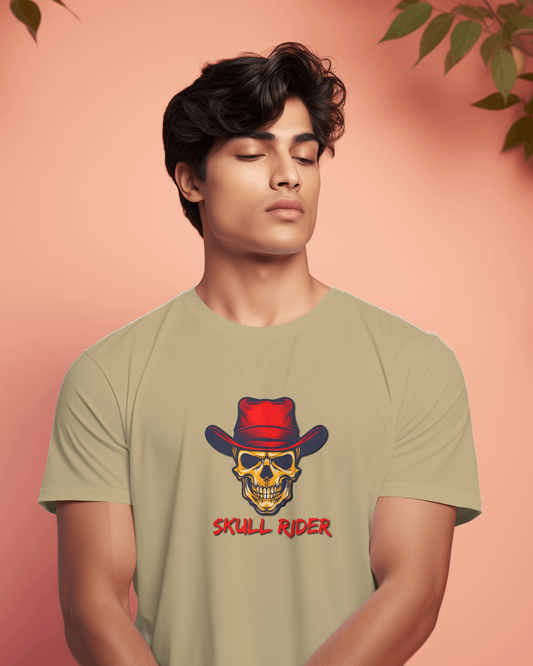 Earth & Thread | Skull Rider 100% Cotton Regular Fit T-Shirt - Premium 180 GSM Edgy Western Graphic Tee