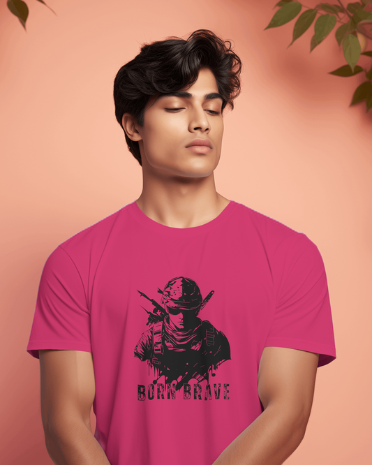 Earth & Thread | Born Brave 100% Cotton Regular Fit T-Shirt - Premium 180 GSM Soldier Spirit Graphic Tee