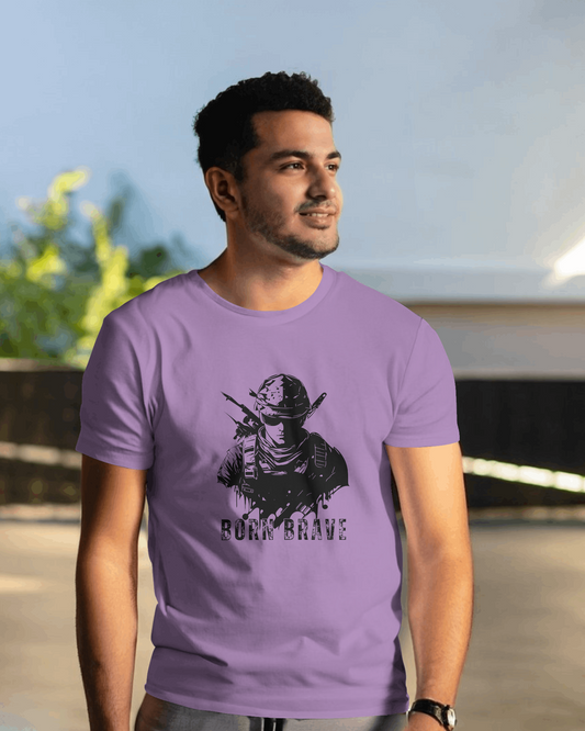 Earth & Thread | Born Brave 100% Cotton Regular Fit T-Shirt - Premium 180 GSM Soldier Spirit Graphic Tee