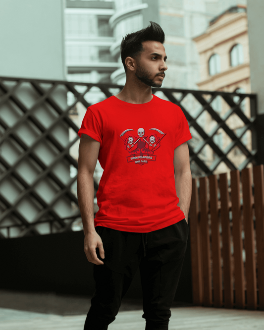Earth & Thread | Devil Trio 100% Cotton Regular Fit T-Shirt - Premium 180 GSM Edgy Graphic Tee