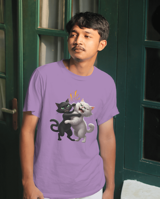Earth & Thread | Hugging Cats 100% Cotton Regular Fit T-Shirt - Premium 180 GSM Adorable Pet Graphic