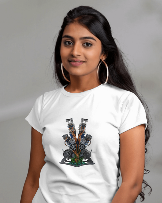 Earth & Thread | Biomechanical Engine Tree 100% Cotton Regular Fit T-Shirt - Premium 180 GSM Tech Nature Graphic