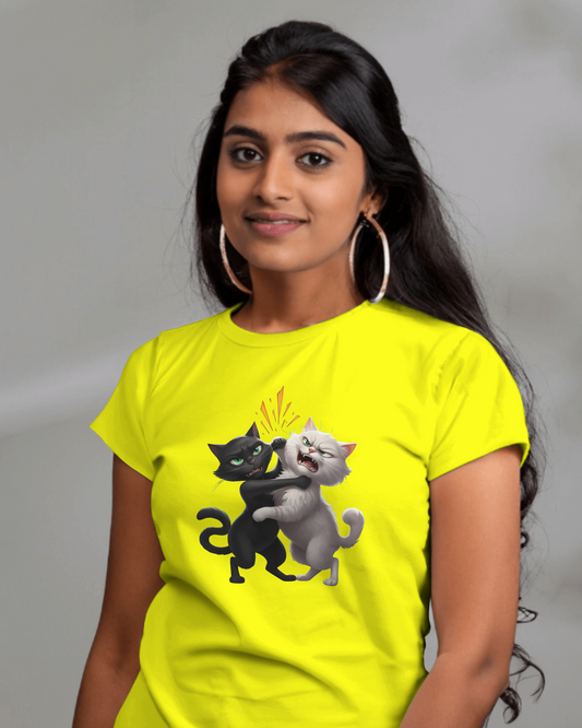 Earth & Thread | Hugging Cats 100% Cotton Regular Fit T-Shirt - Premium 180 GSM Adorable Pet Graphic