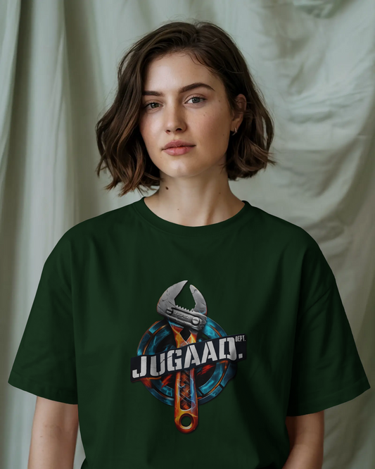 Earth & Thread | JUGAAD. 100% Cotton Regular Fit T-Shirt - Premium 180 GSM Ingenuity Mechanic Graphic Tee