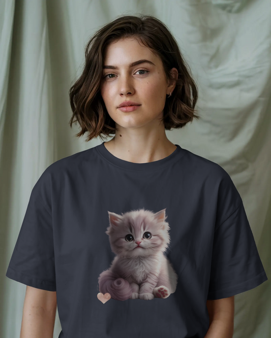 Earth & Thread | Cute Kitten 100% Cotton Regular Fit T-Shirt - Premium 180 GSM Adorable Pet Graphic