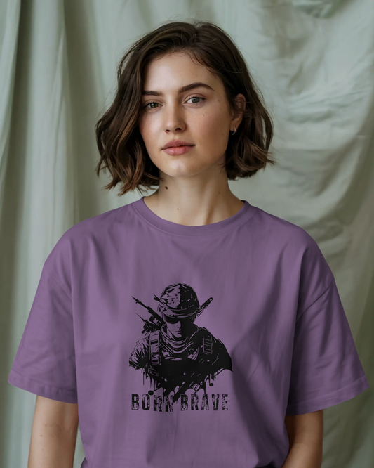Earth & Thread | Born Brave 100% Cotton Regular Fit T-Shirt - Premium 180 GSM Soldier Spirit Graphic Tee
