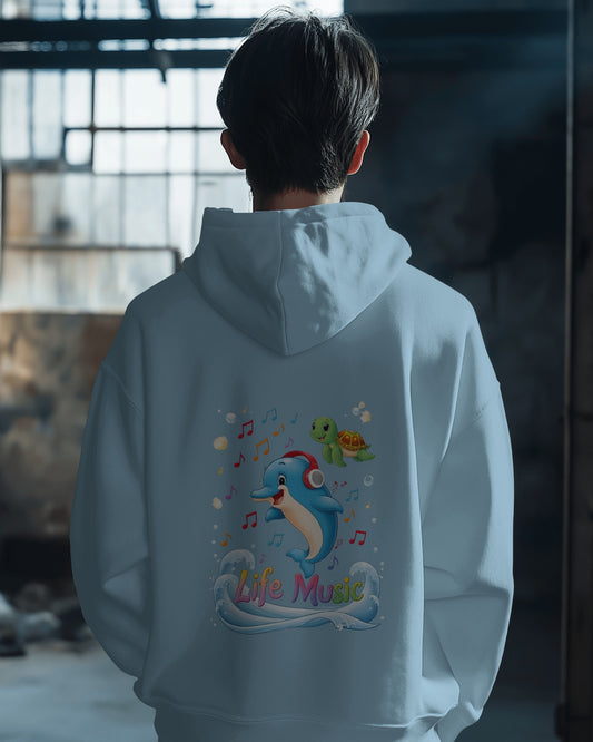 Oversized Hoodie – Life Music Dolphin Edition