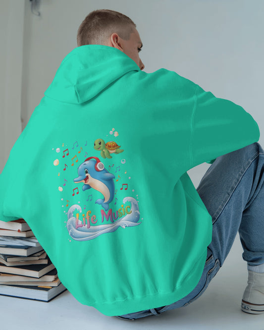 Oversized Hoodie – Life Music Dolphin Edition