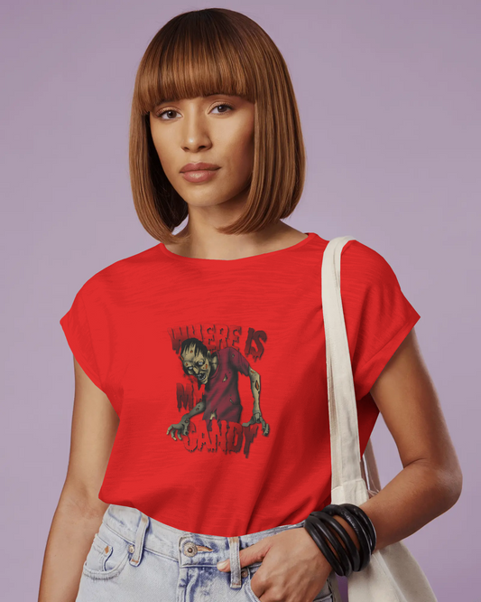 Earth & Thread | Where Is My Candy 100% Cotton Regular Fit T-Shirt - Premium 180 GSM Zombie Graphic Tee