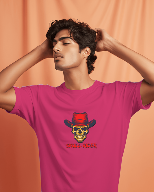 Earth & Thread | Skull Rider 100% Cotton Regular Fit T-Shirt - Premium 180 GSM Edgy Western Graphic Tee