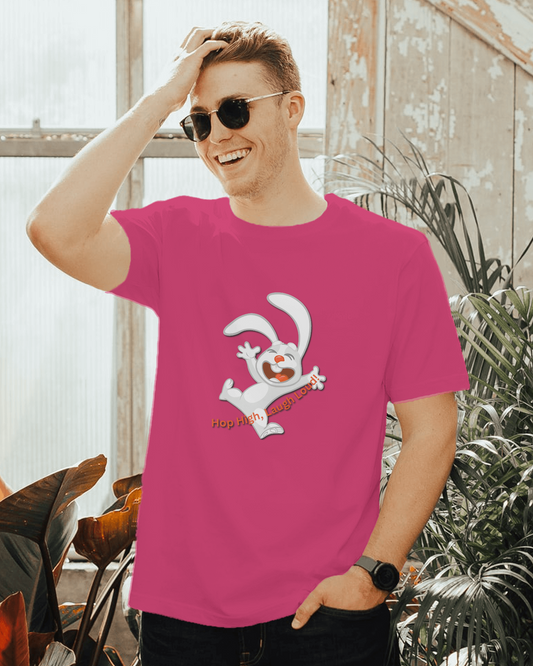Earth & Thread | Hop High! 100% Cotton Regular Fit T-Shirt - Premium 180 GSM Energetic Rabbit Graphic Tee