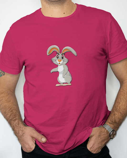 Earth & Thread | Curious Rabbit 100% Cotton Regular Fit T-Shirt - Premium 180 GSM Adorable Animal Graphic