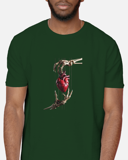 Earth & Thread | Skeleton Hands Holding Heart 100% Cotton Regular Fit T-Shirt - Premium 180 GSM Gothic Romance Graphic