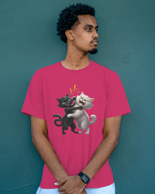 Earth & Thread | Hugging Cats 100% Cotton Regular Fit T-Shirt - Premium 180 GSM Adorable Pet Graphic