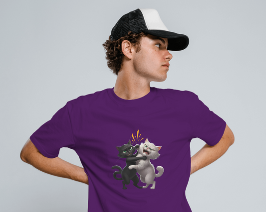Earth & Thread | Hugging Cats 100% Cotton Regular Fit T-Shirt - Premium 180 GSM Adorable Pet Graphic