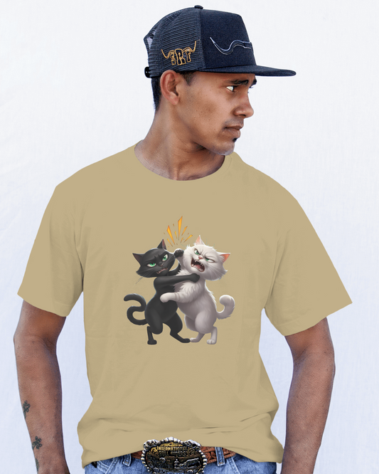 Earth & Thread | Hugging Cats 100% Cotton Regular Fit T-Shirt - Premium 180 GSM Adorable Pet Graphic