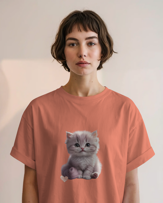 Earth & Thread | Cute Kitten 100% Cotton Regular Fit T-Shirt - Premium 180 GSM Adorable Pet Graphic