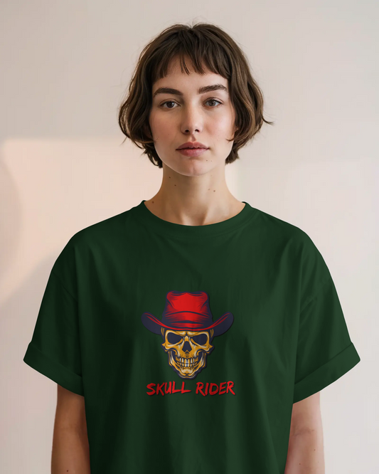 Earth & Thread | Skull Rider 100% Cotton Regular Fit T-Shirt - Premium 180 GSM Edgy Western Graphic Tee