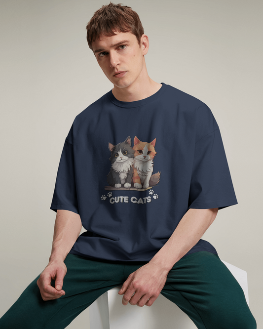 Oversized French Terry – Cute Cats Tee