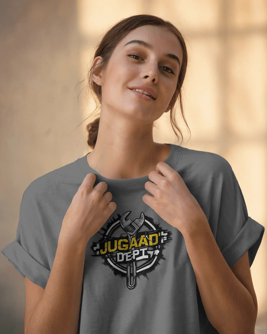 Earth & Thread | JUGAAD DEPT 100% Cotton Regular Fit T-Shirt - Premium 180 GSM Innovative Mechanic Graphic