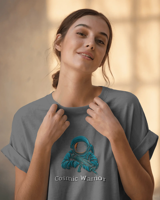 Earth & Thread | Cosmic Warrior 100% Cotton Regular Fit T-Shirt - Premium 180 GSM Space Adventure Graphic Tee