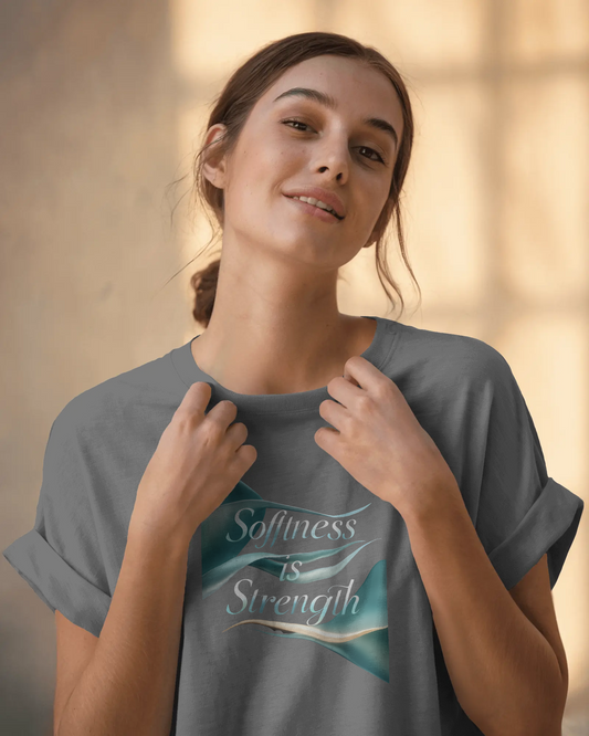 Earth & Thread | Softness Is Strength 100% Cotton Regular Fit T-Shirt - Premium 180 GSM Empowering Tee