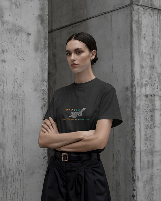 Earth & Thread | Rafale Silent Thunder 100% Cotton Regular Fit T-Shirt - Premium 180 GSM Fighter Jet Graphic Tee