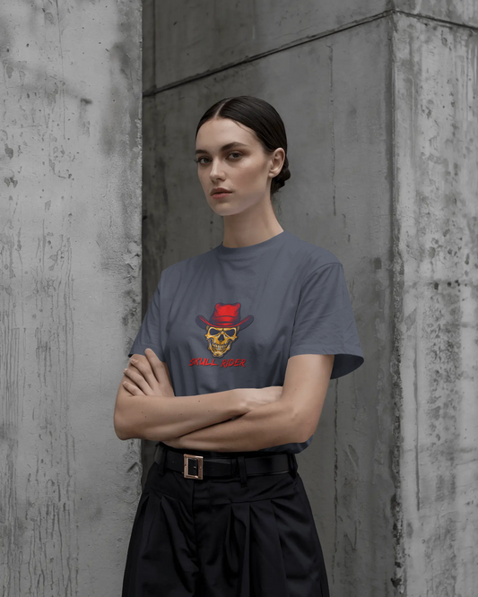 Earth & Thread | Skull Rider 100% Cotton Regular Fit T-Shirt - Premium 180 GSM Edgy Western Graphic Tee