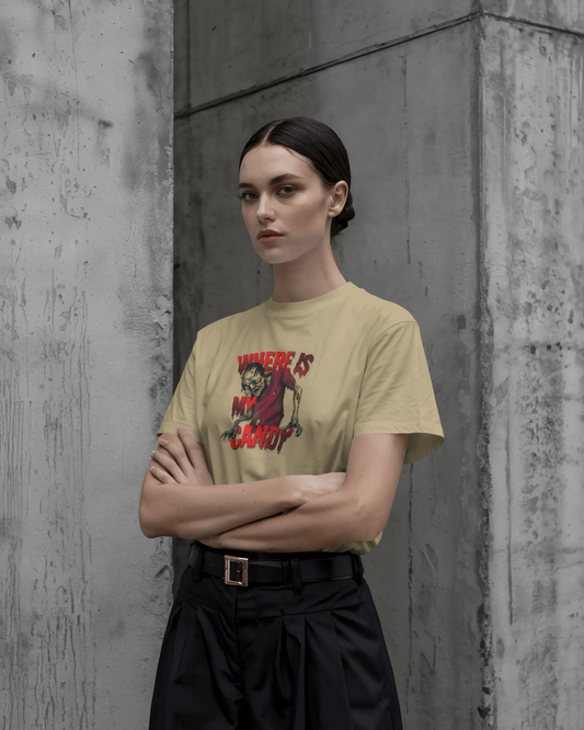 Earth & Thread | Where Is My Candy 100% Cotton Regular Fit T-Shirt - Premium 180 GSM Zombie Graphic Tee