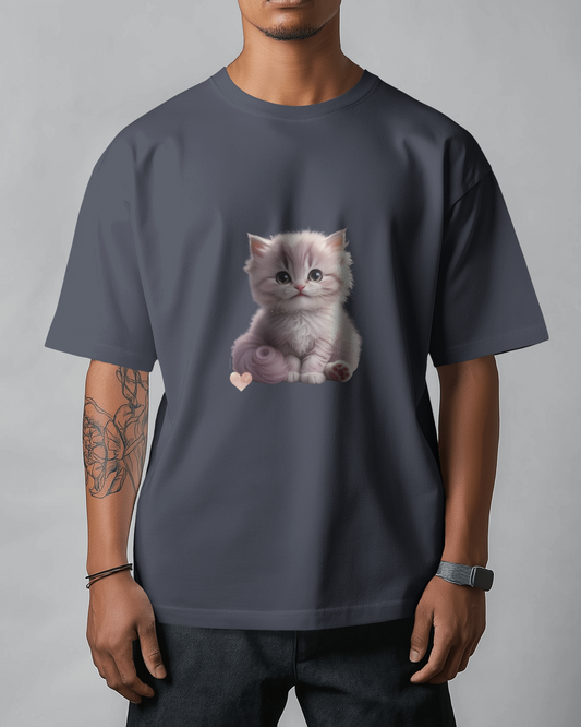 Earth & Thread | Cute Kitten 100% Cotton Regular Fit T-Shirt - Premium 180 GSM Adorable Pet Graphic